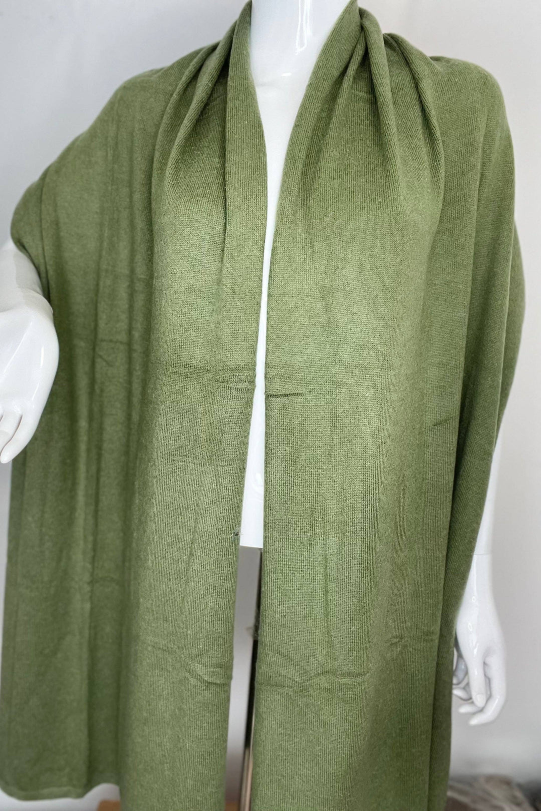 Cashmere Knitted Olive Green Wrap