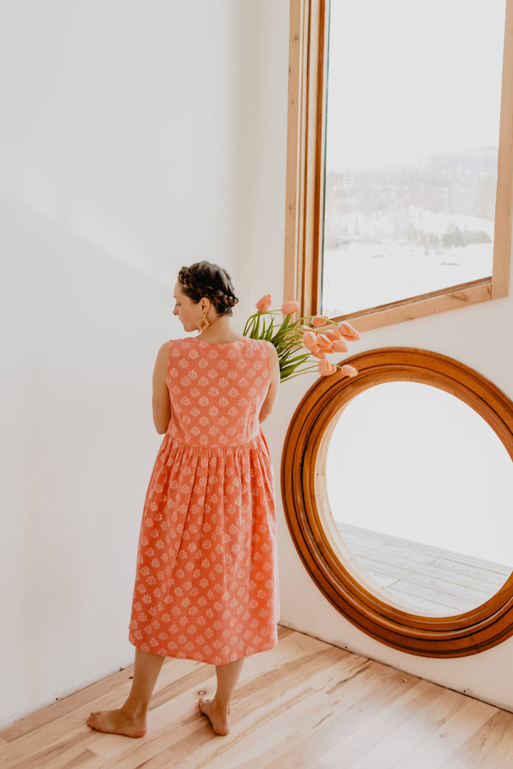 Melody Midi Dress Floral Stamp Rose