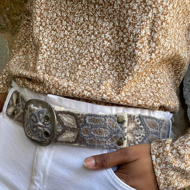 Shades of Gray Embroidered Wool Belt