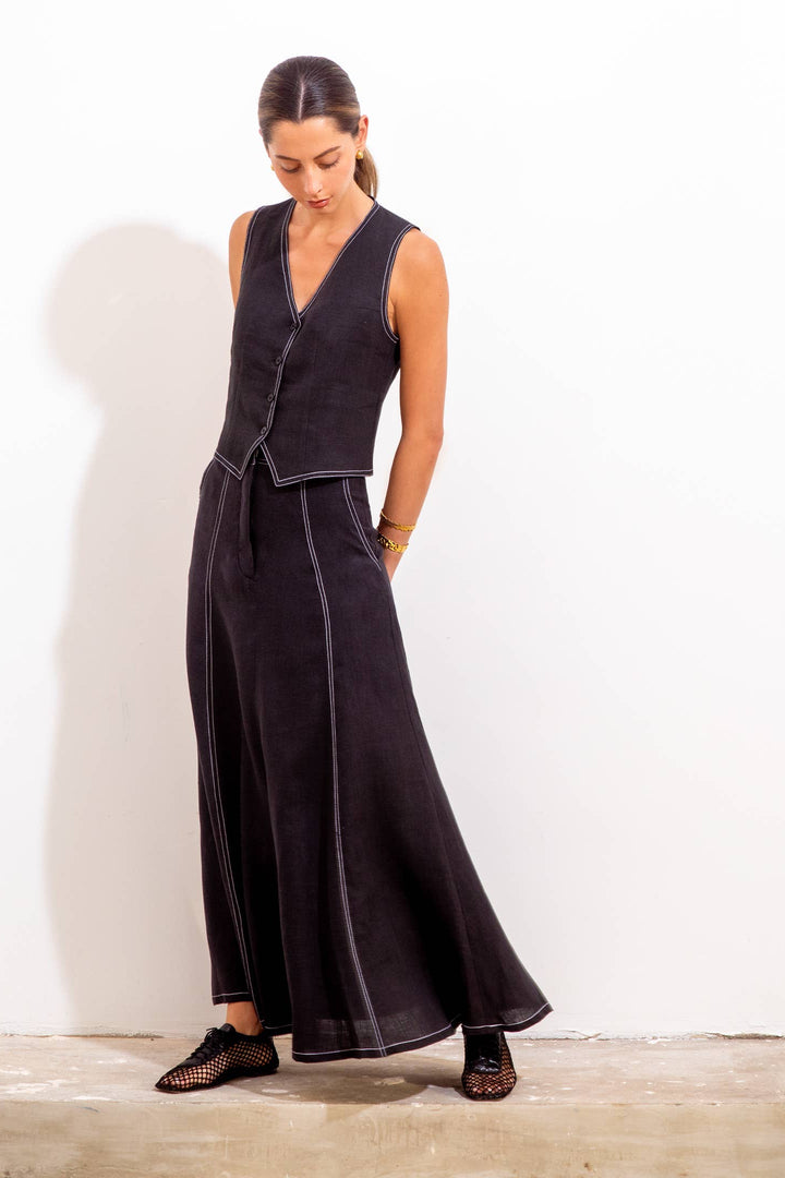 Nerea Skirt Black Linen