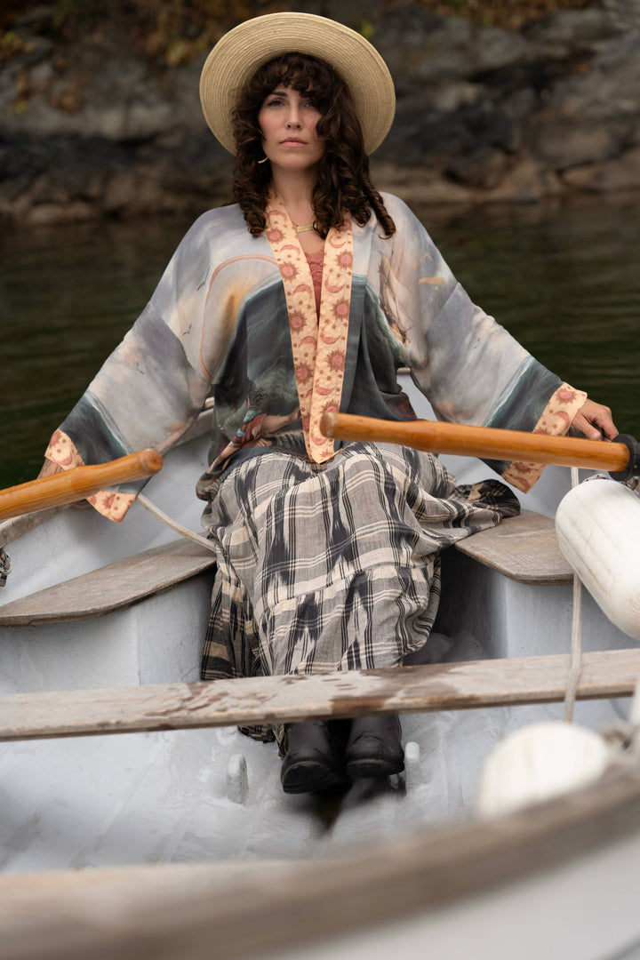 Hold Fast Pixie Duster Cropped Kimono w/ Boat, Rainbow