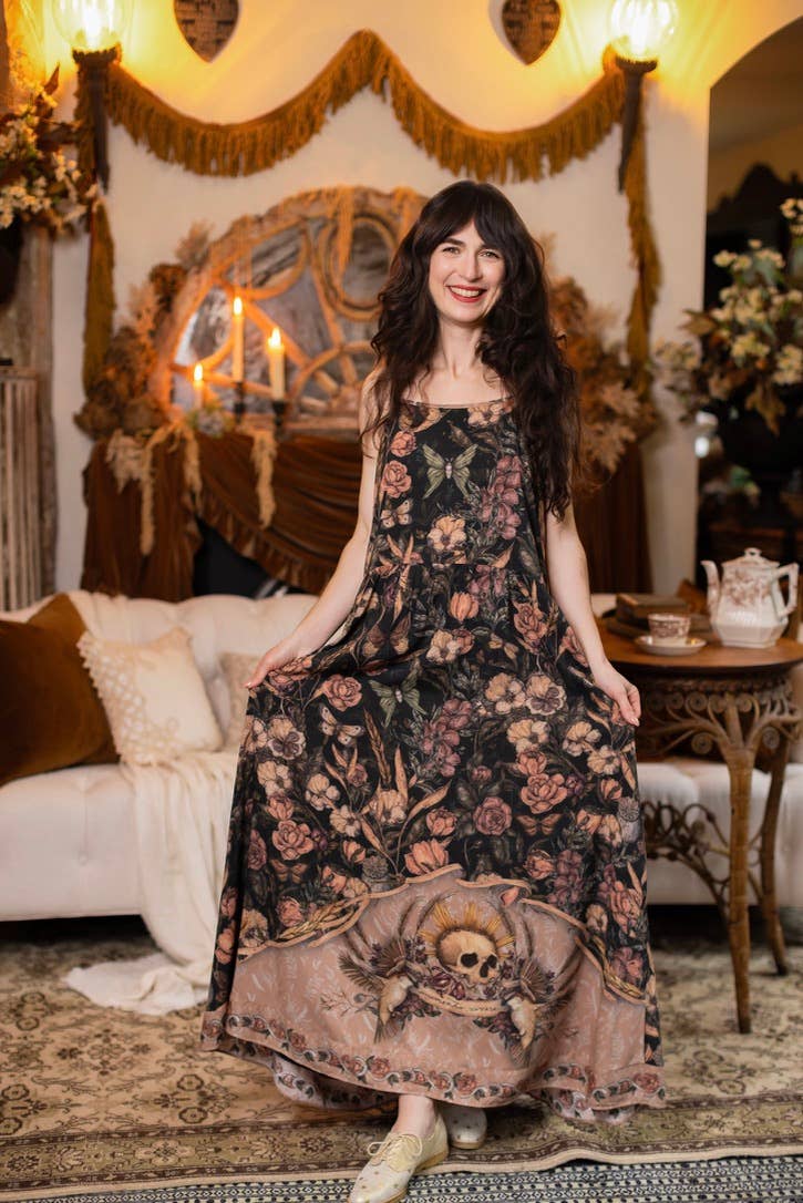 Momento Bohéme Long Maxi Slip Dress w/ Starling & Skull