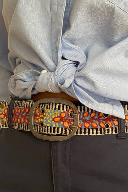 Growing Season Floral Embroidered Wool Belt