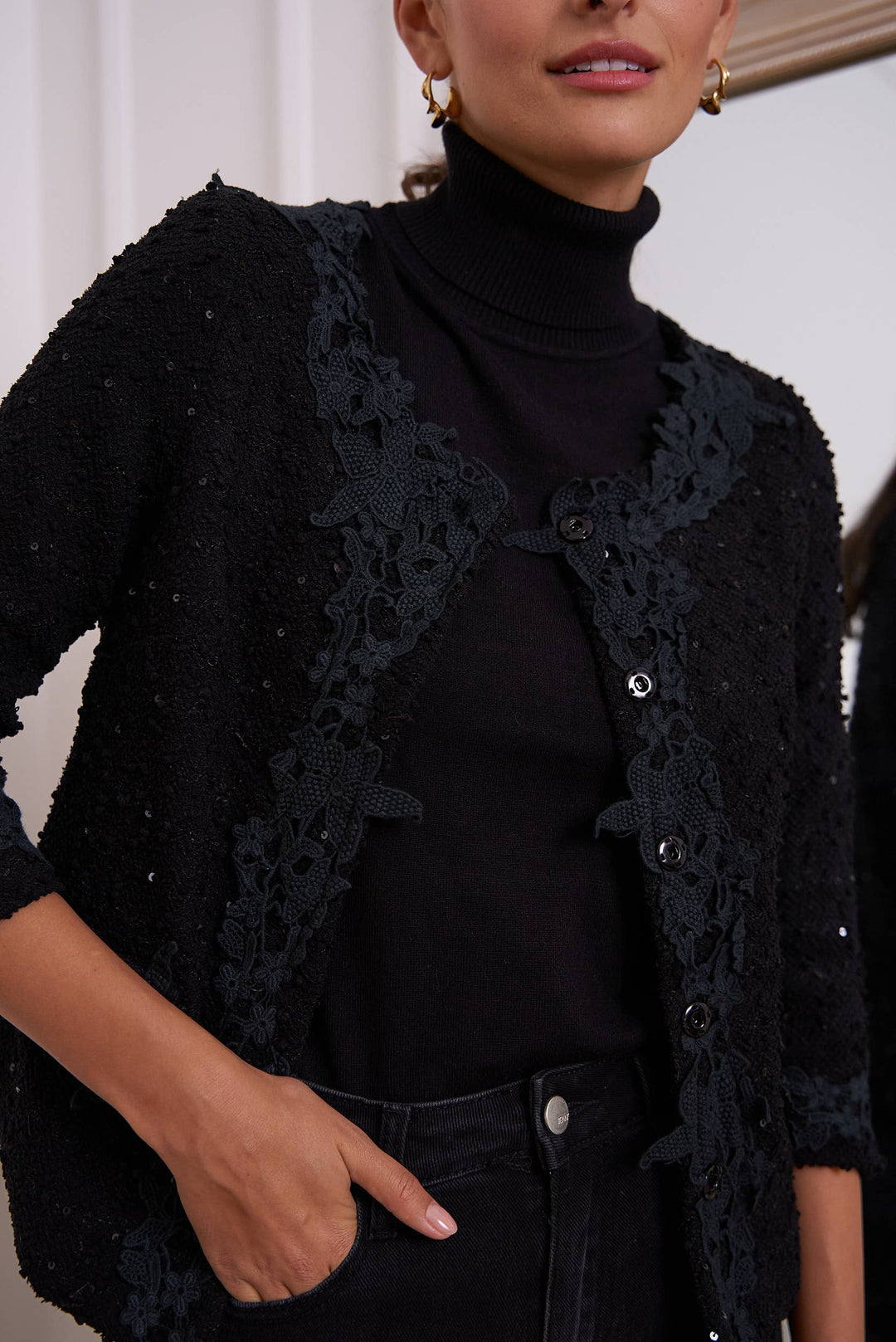 Short Jacket in Tweed and Lace