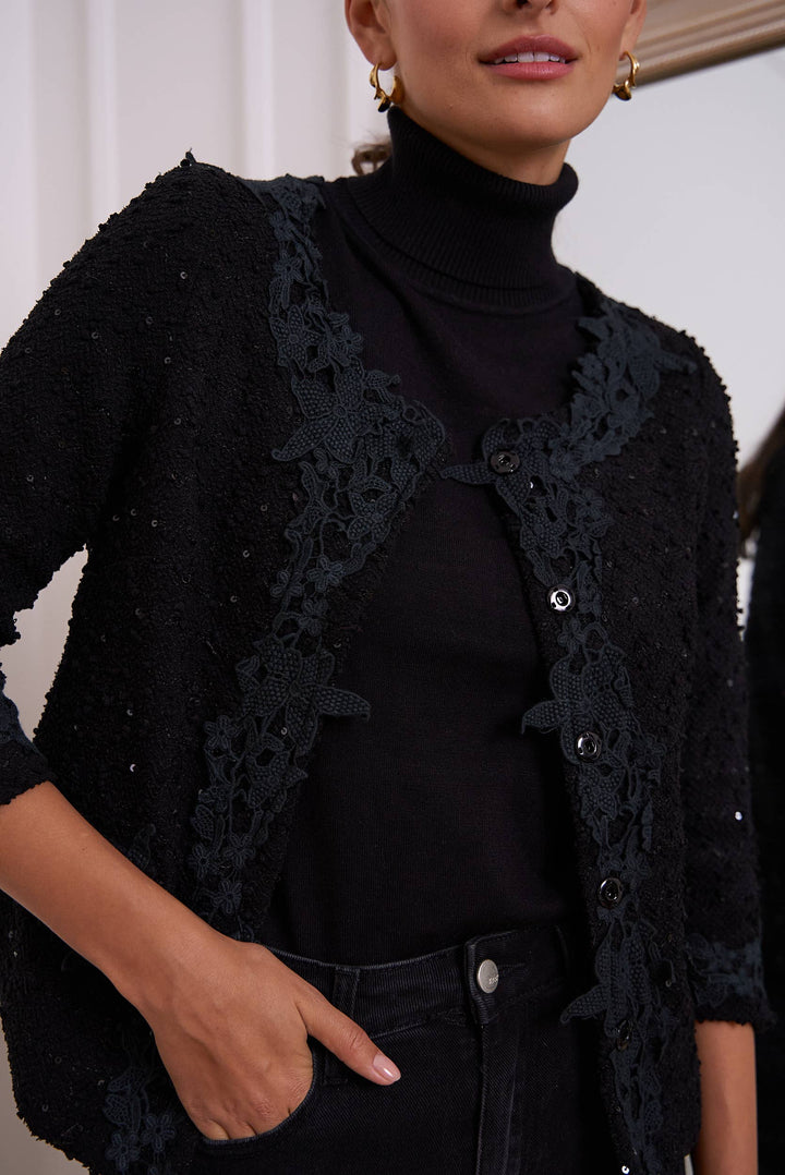 Short Jacket in Tweed and Lace