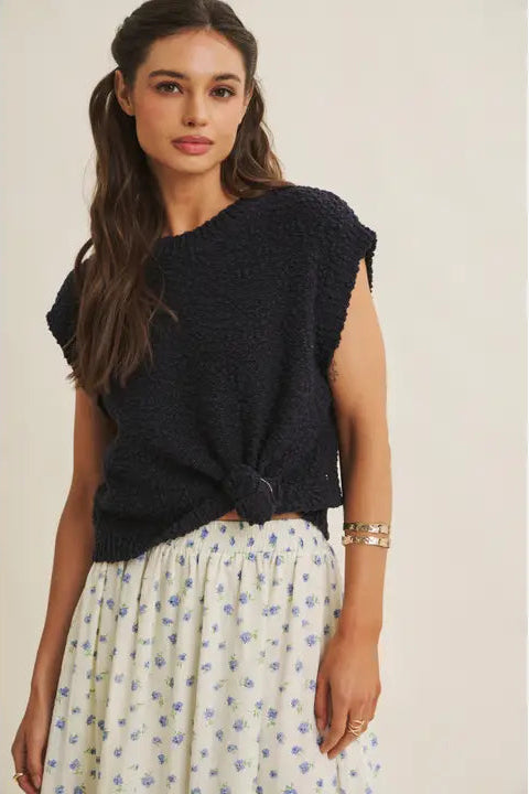 Breathable Comfort Loose Fit Textured Cotton Sweater Top