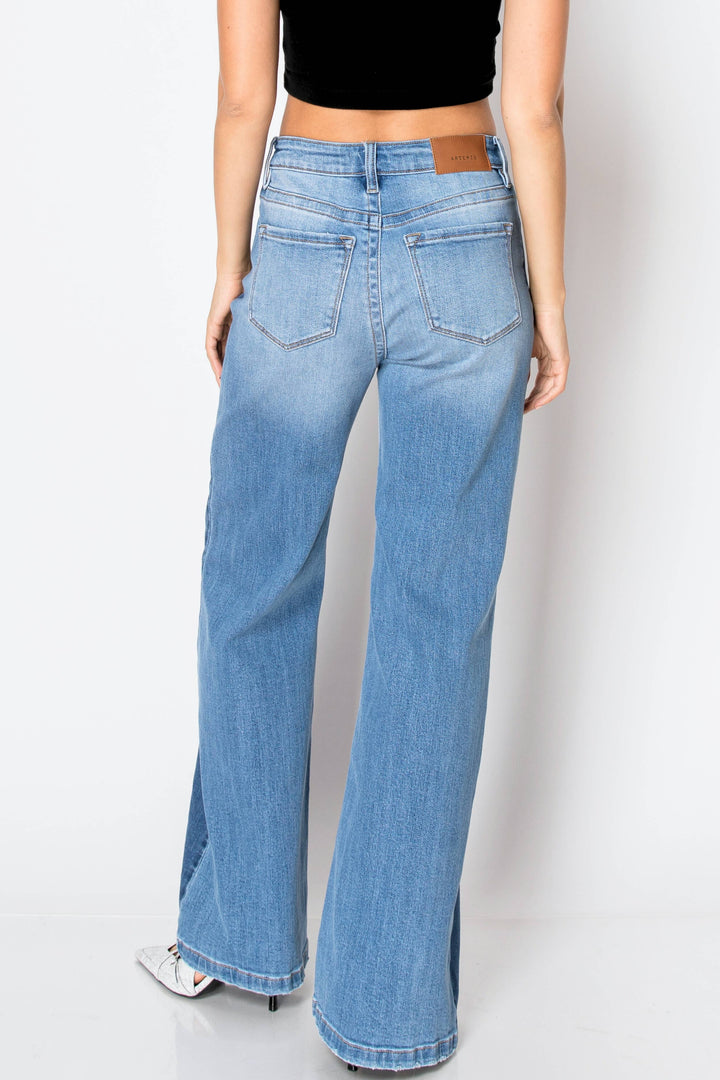 Tummy Control High Rise Relaxed Flared Jeans