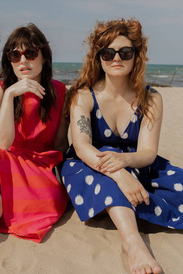 Lola Dress Blue Polka Dot Ikat