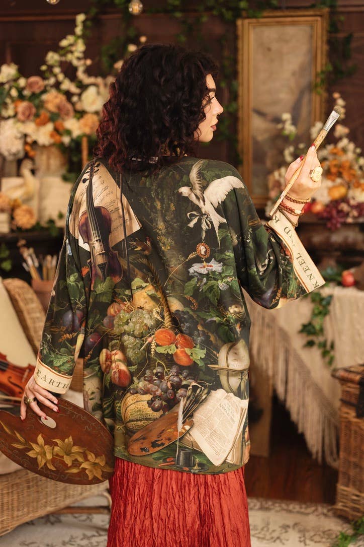 Labour of Love Matineé (mid) Duster w/ florals & violin