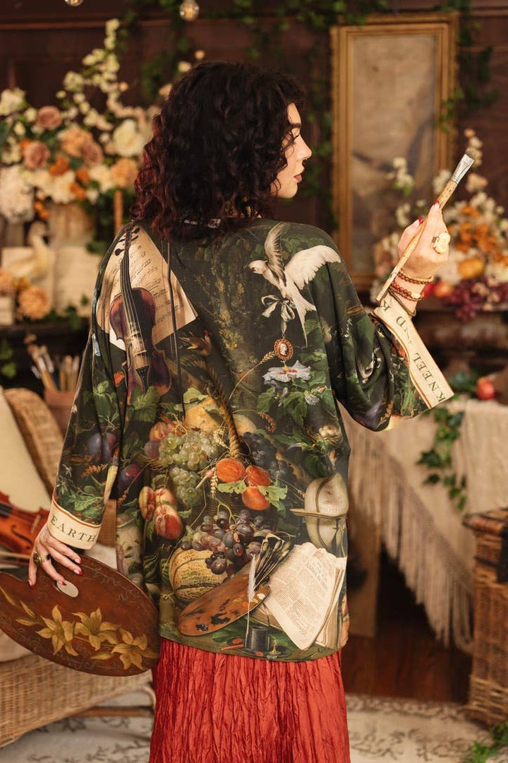 Labour of Love Matineé (mid) Duster w/ florals & violin
