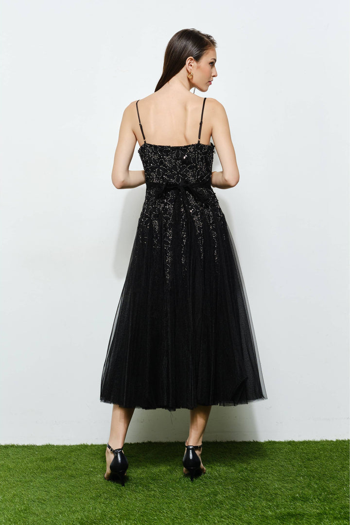 Romantic Lace Chiffon Sleeveless Midi Dress