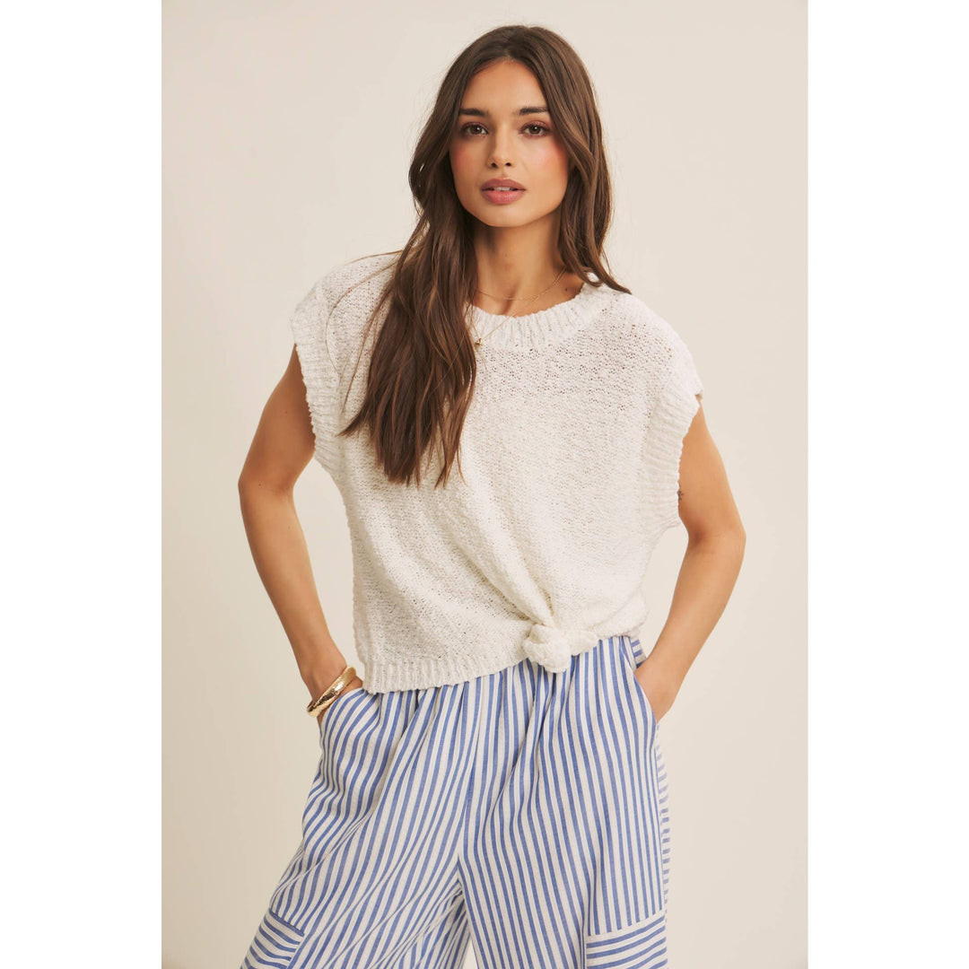 Breathable Comfort Loose Fit Textured Cotton Sweater Top