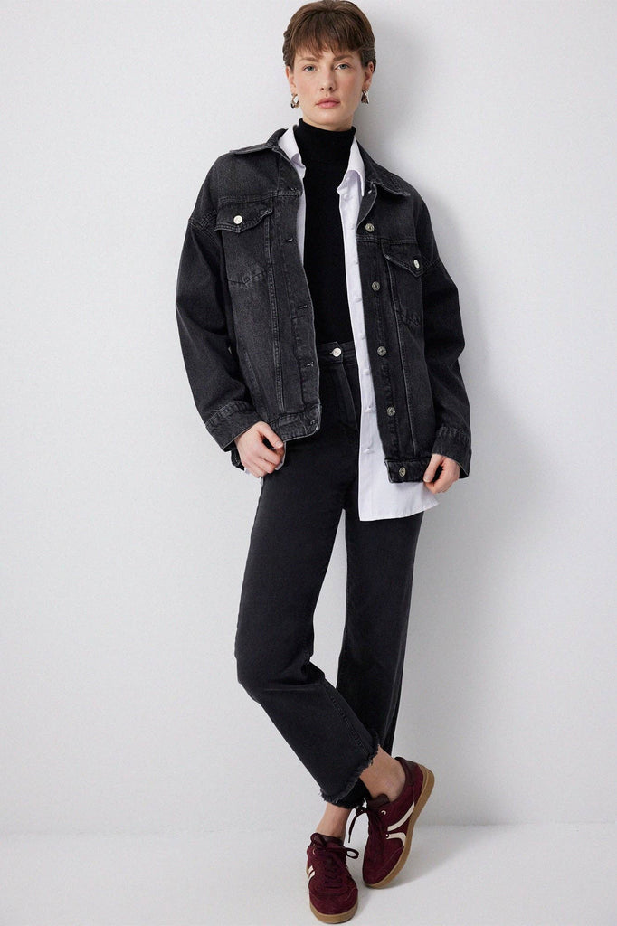Classic Oversized Denim Jacket with Buttoned Pocket – Adlib Clothing