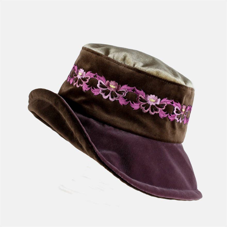 Vintage Purple Aubergine & Brown Soft Brim Ladies Hat, Limited edition.