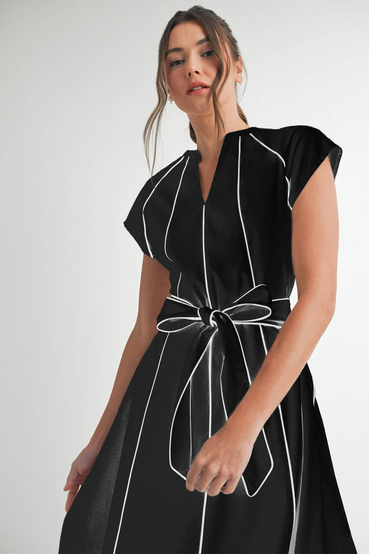 Linen Stripe Midi Dress