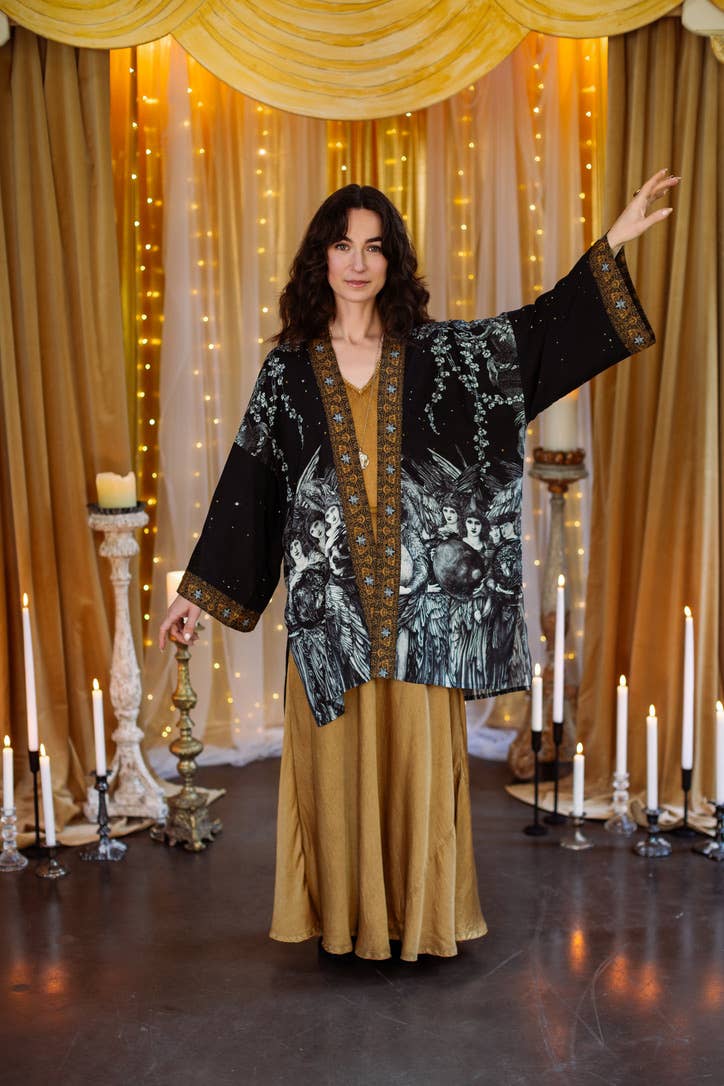 The Guardians Matineé (mid-length) duster w/ angels & moon