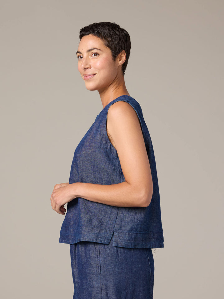 Denim Flax Linen Shell