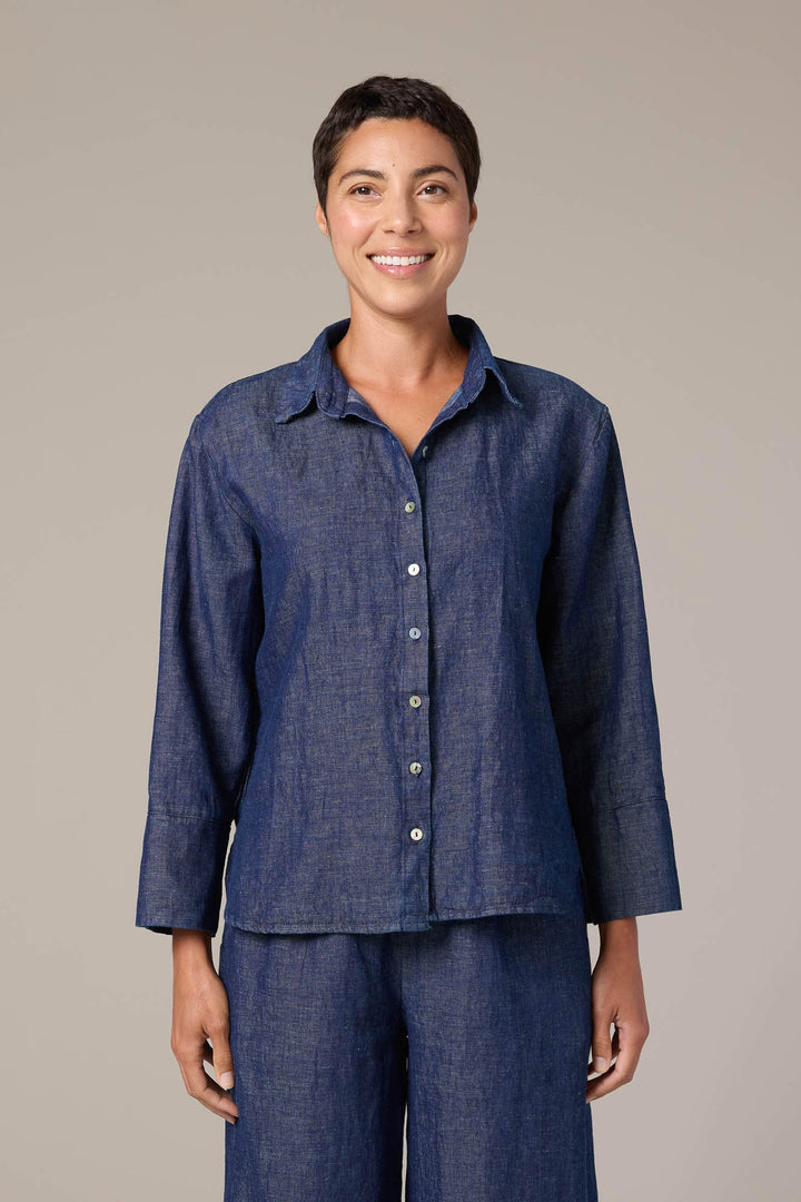 Easy Crop Flax Linen Top