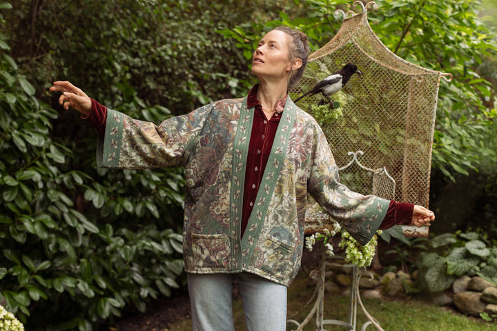 Love Grows Wild Fleece Cottage Cardigan Kimono Jacket