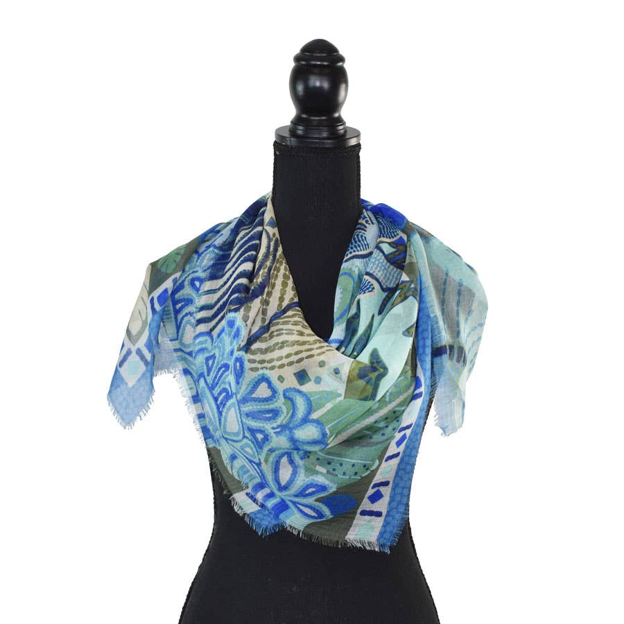 Levinson Tropical Leaf Square Scarf