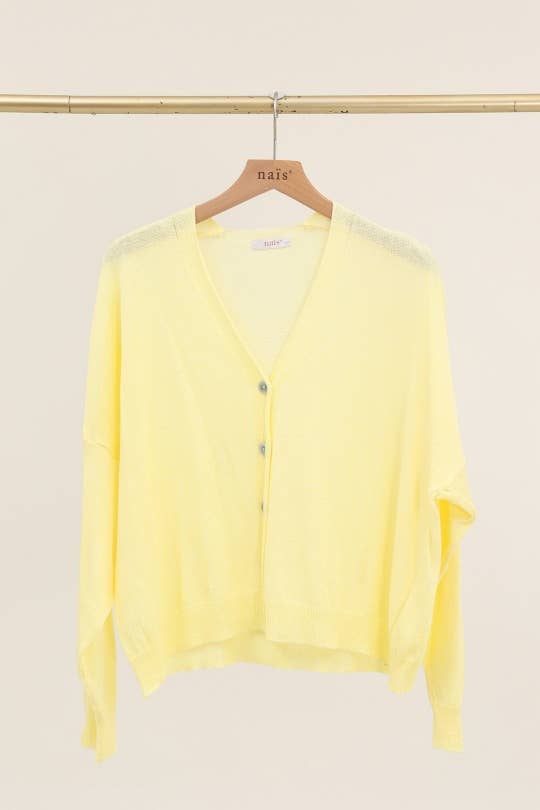V-neck Buttoned Cardigan in 100% Cotton