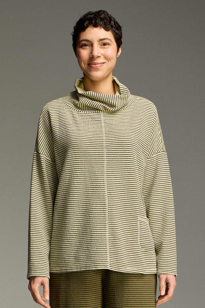 Funnel Pullover- Black Stripe