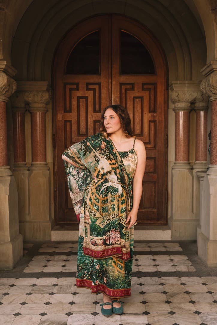 Wildheart Bohemian Scarf w/ Florals, Unicorn & Castle Print