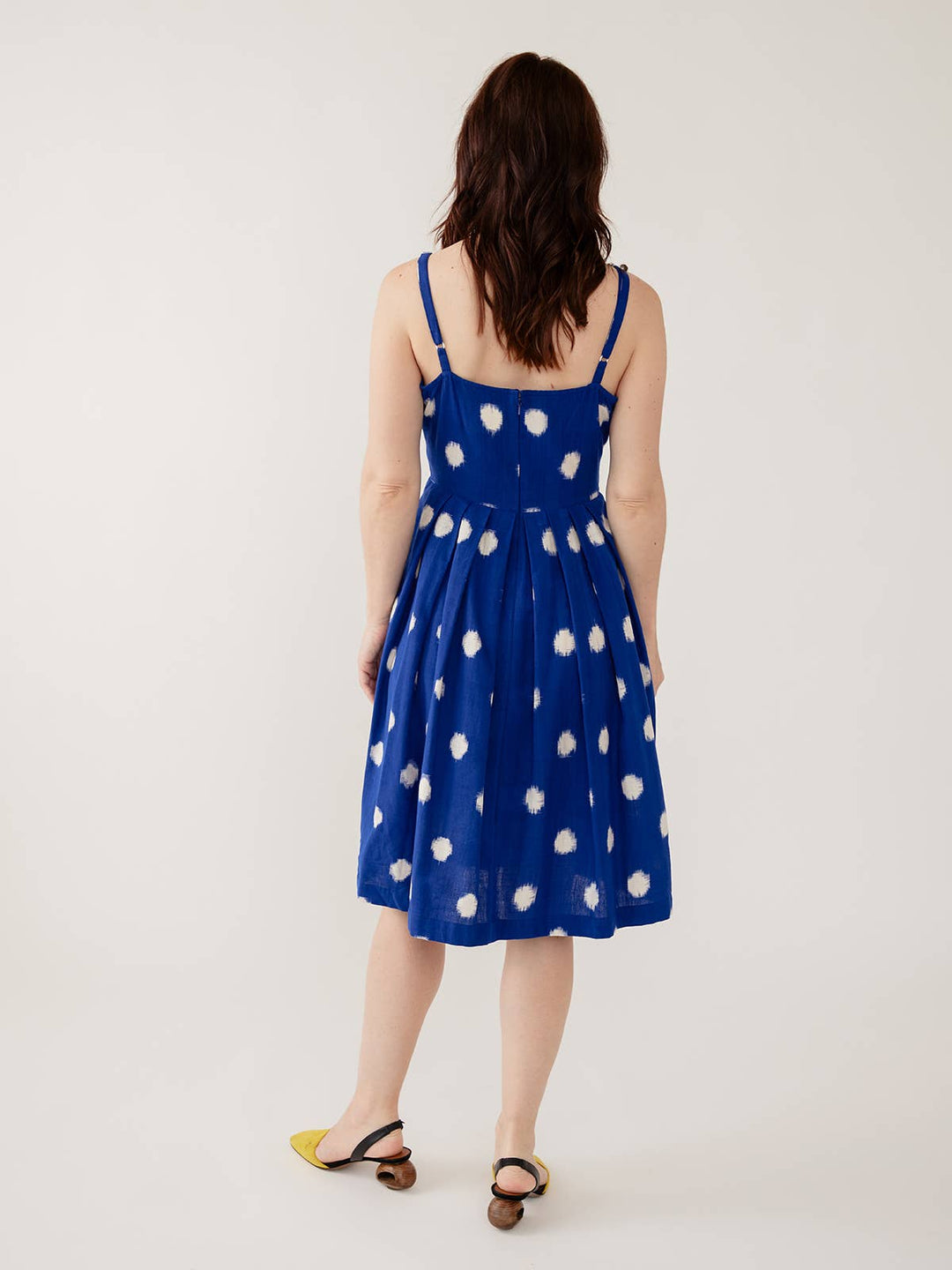 Lola Dress Blue Polka Dot Ikat