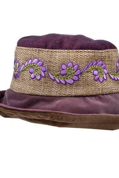 Vintage Purple Aubergine & Brown Soft Brim Ladies Hat, Limited edition.