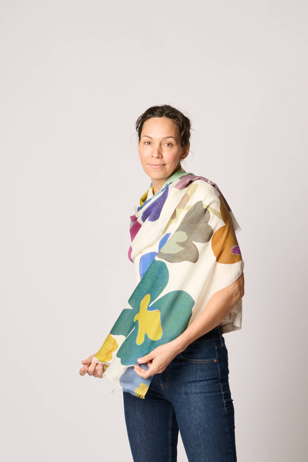 Cashmere Blend 'Flora' Art Scarf