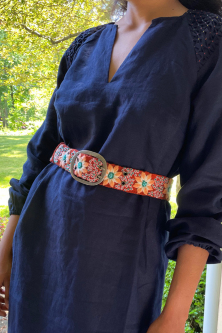 Buds & Blooms Floral Embroidered Wool Belt