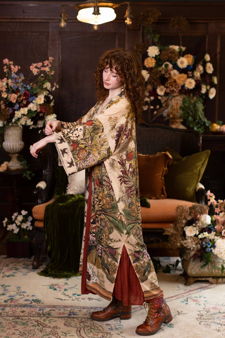 Golden Hour Opera Duster Kimono Robe w/ floral print