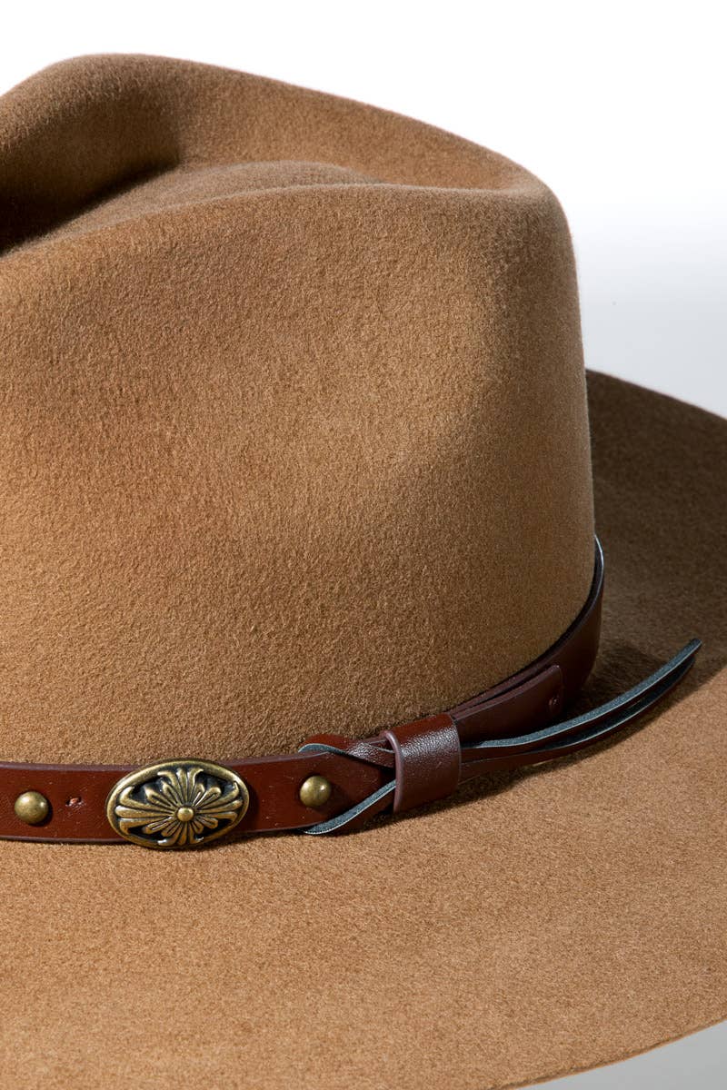 100 Percent Wool Western Concho Panama Hat