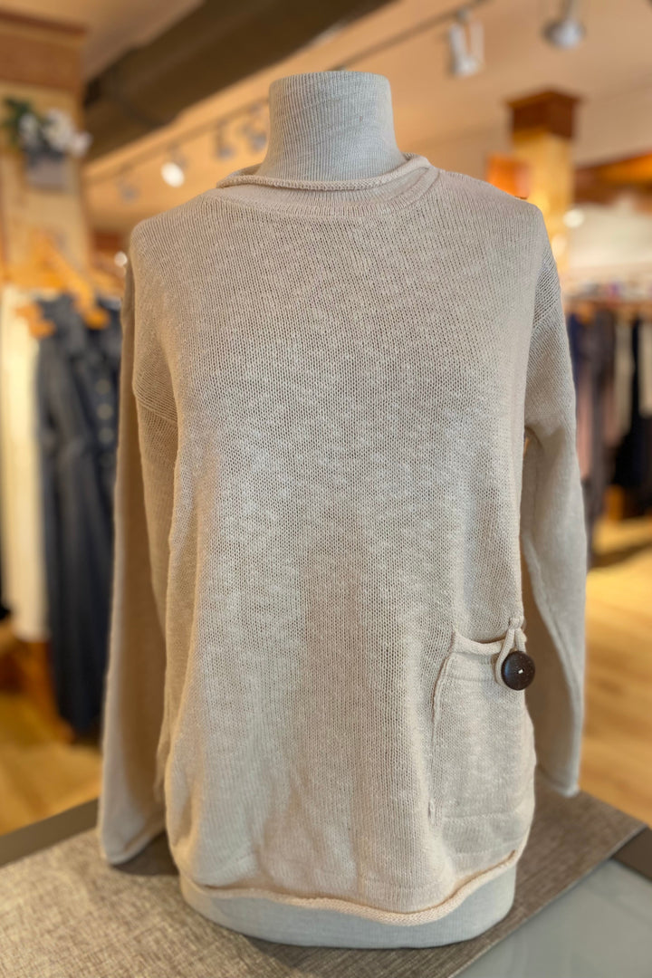 The Ultimate Cotton Sweater - Crop Pocket Roll Neck