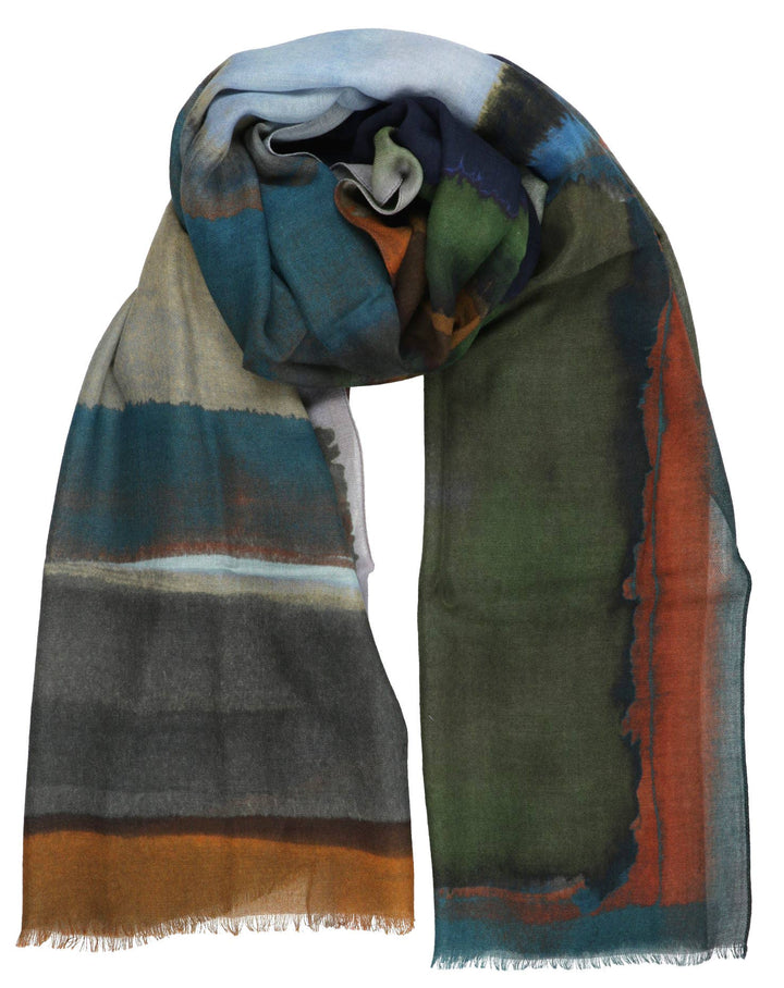 Rothko Style Travel Wrap/Scarf in Silk/Wool Blend