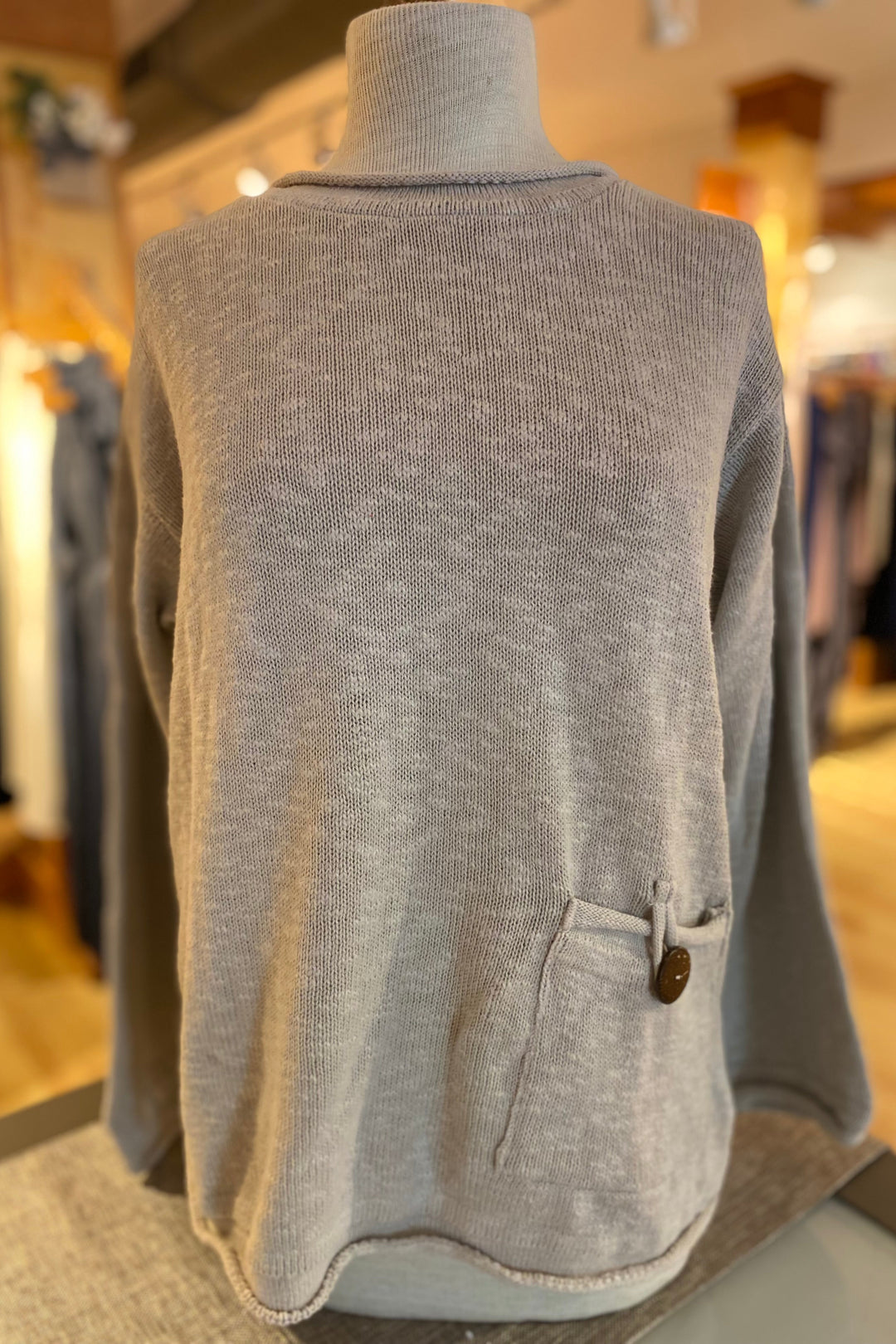The Ultimate Cotton Sweater - Crop Pocket Roll Neck