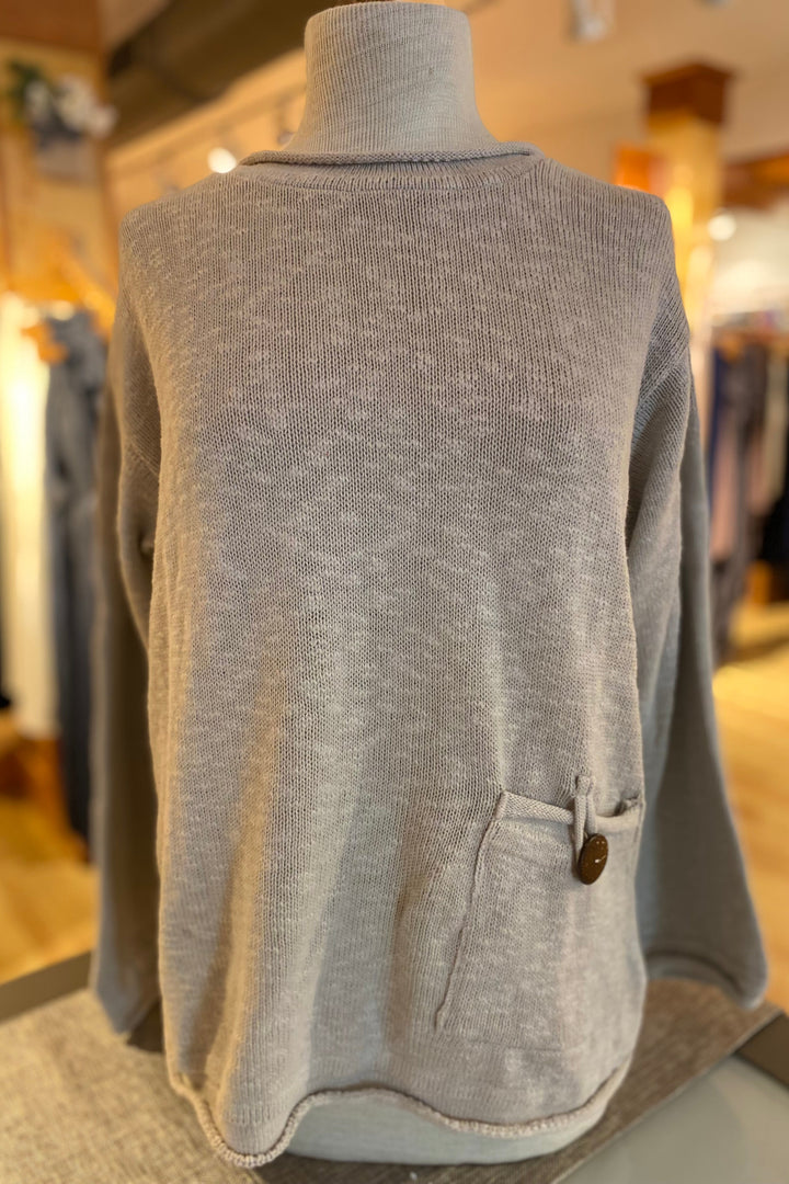 The Ultimate Cotton Sweater - Crop Pocket Roll Neck