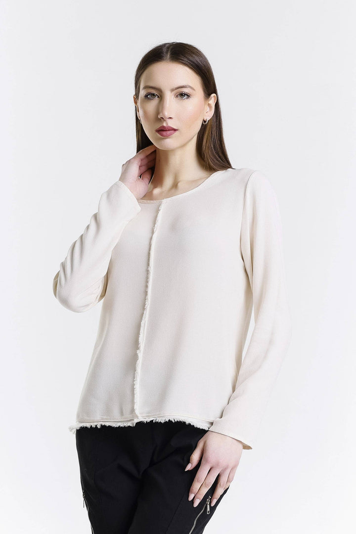 Rain Crepe Center Fringe Blouse