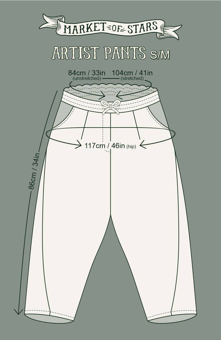 Let The Light In Linen Cropped Artist Pant Blue Delft Print