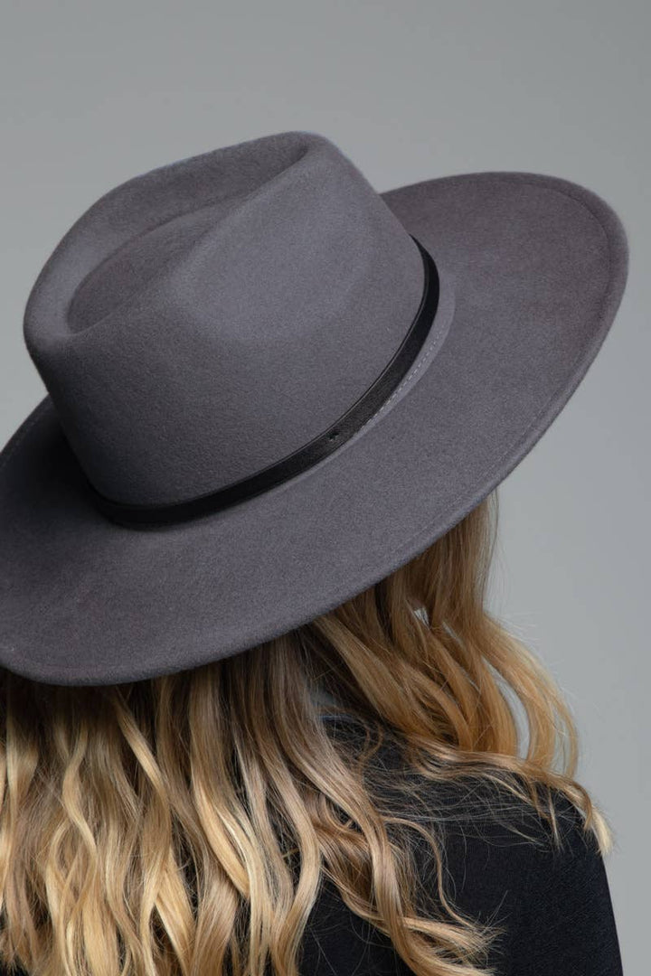 Wool Leather Trim Panama Hat