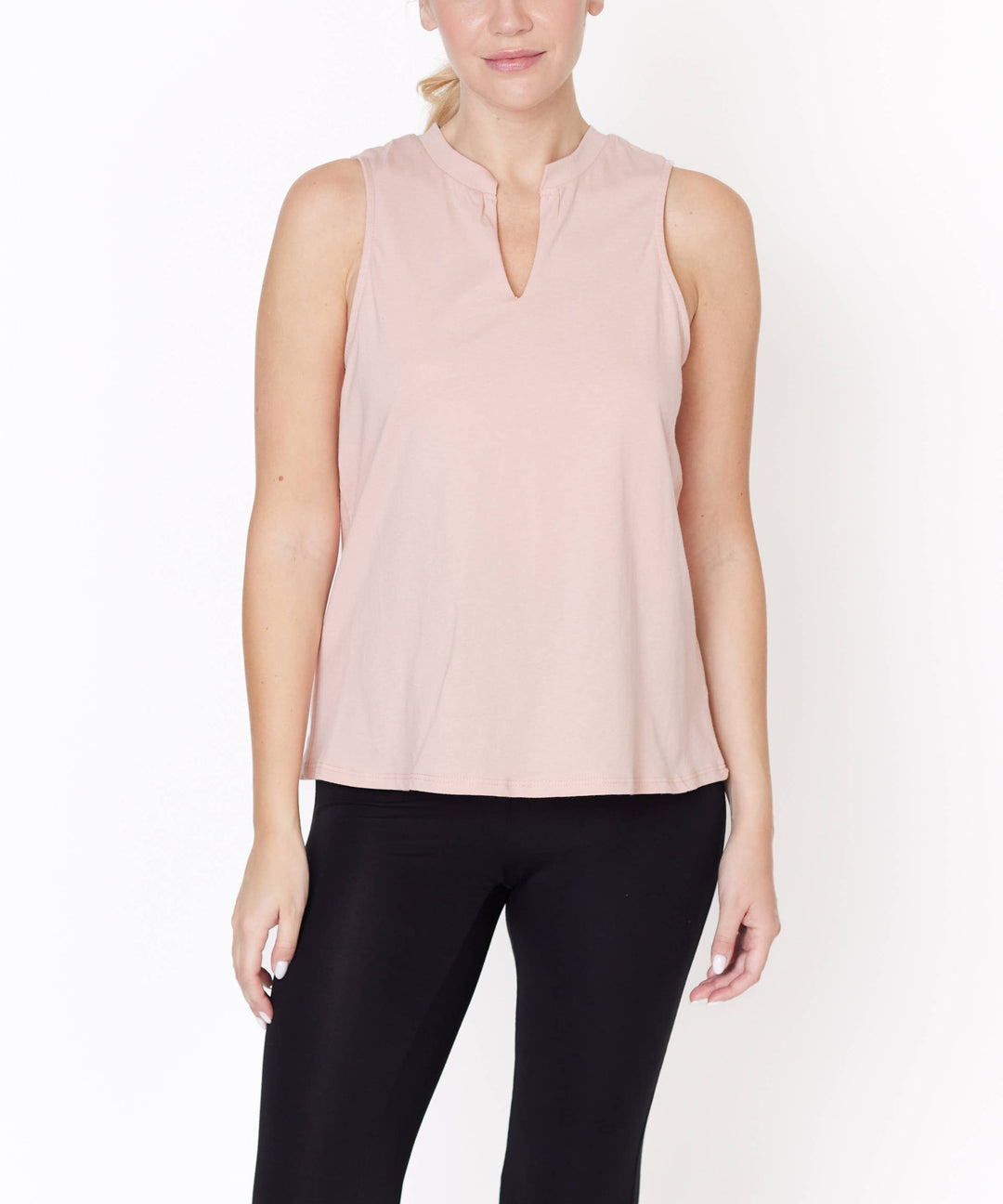 V-Cut Edge Sleeveless Cotton Jersey Top