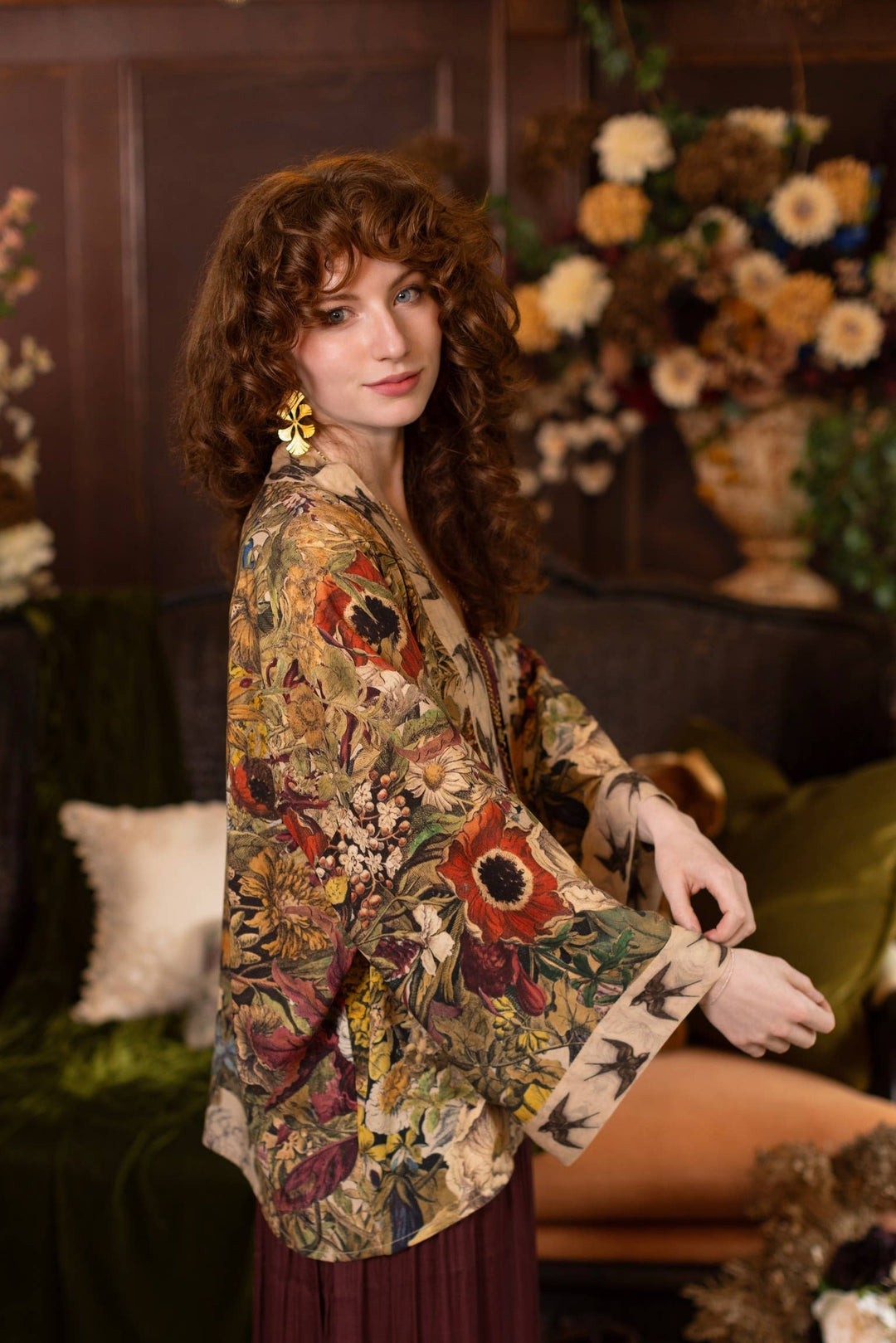 Golden Hour Pixie Duster Crop Kimono w/ Floral Print
