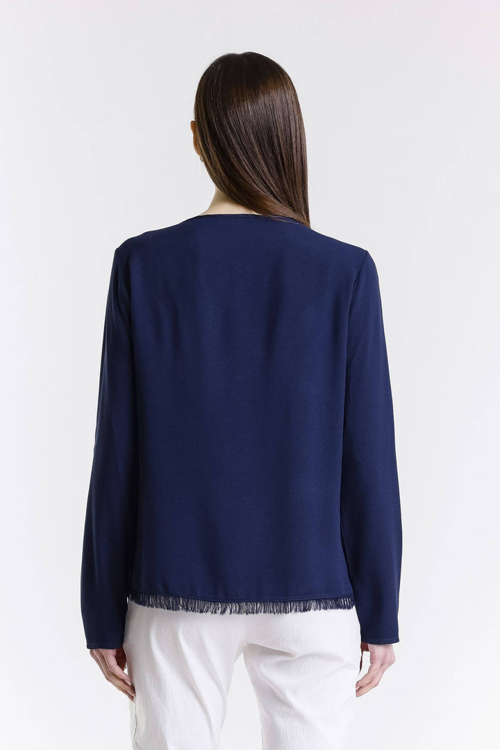 Rain Crepe Center Fringe Blouse