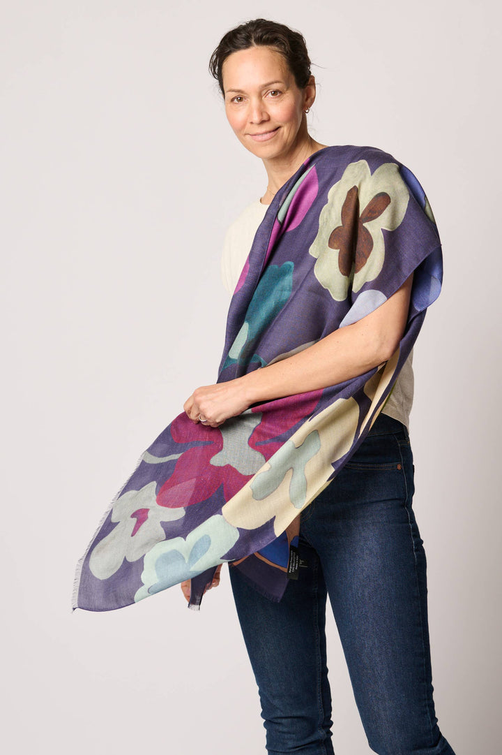Cashmere Blend 'Flora' Art Scarf