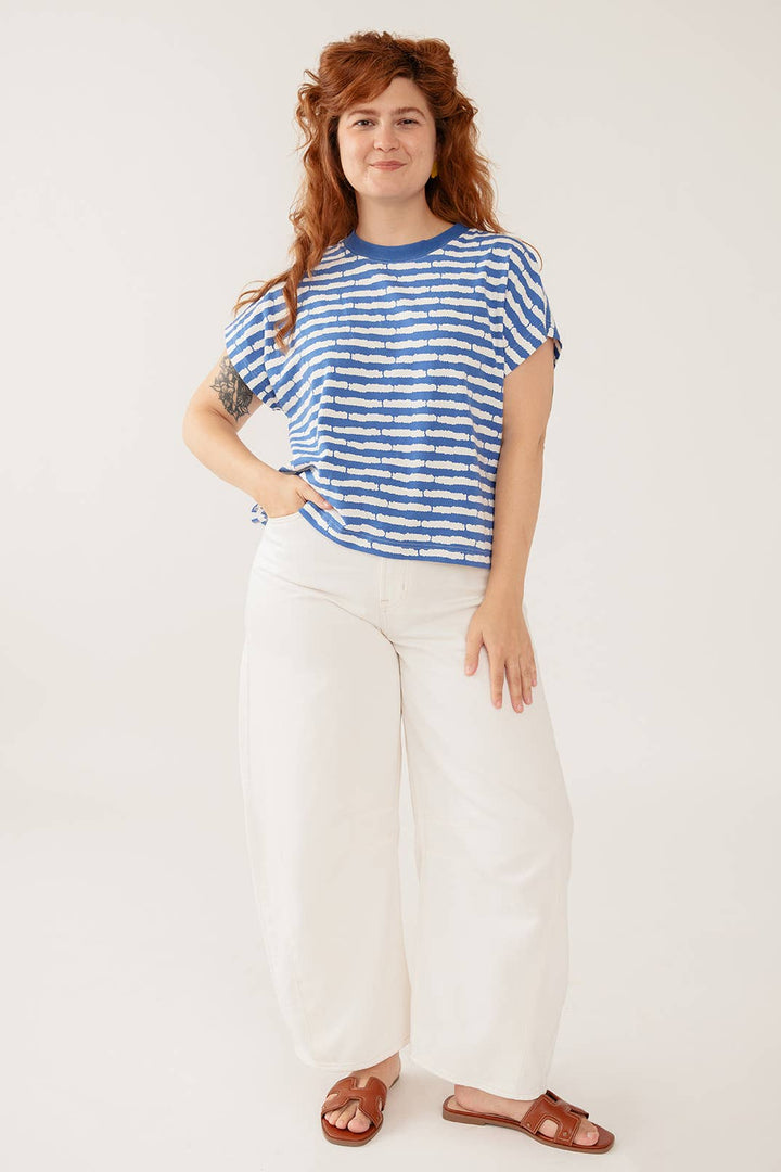 Caitlin Top Cobalt Split Stripe