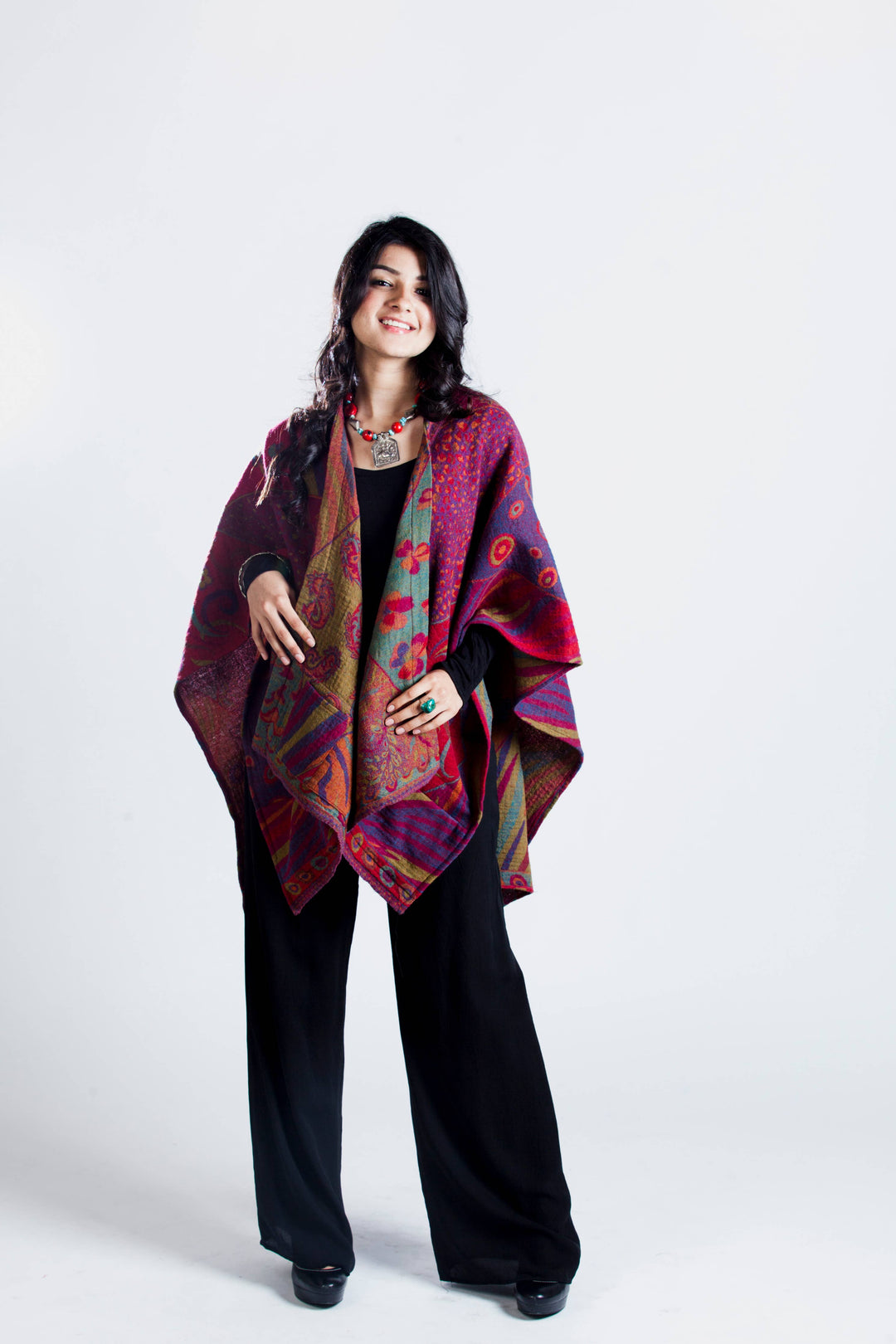 Poncho Cape~Fuchsia