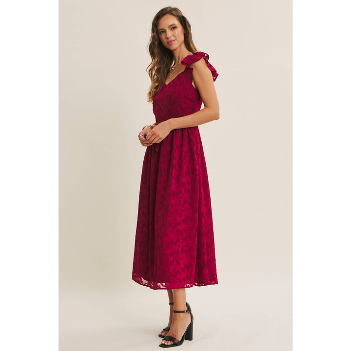 Rich in Texture Velvet Waist Jacquard Midi Dress