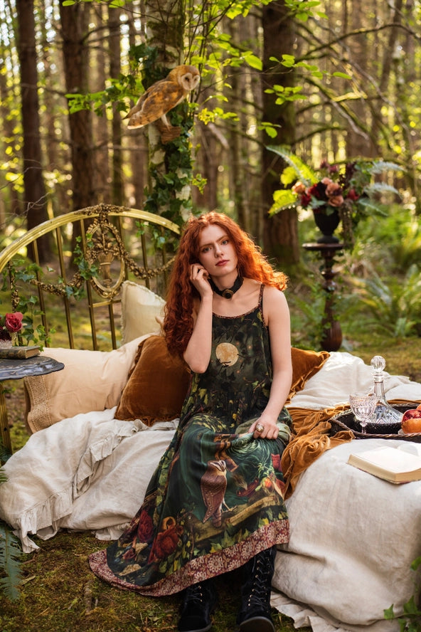 Solstice Bohéme Long Maxi Slip Dress w/ Persephone and Moon