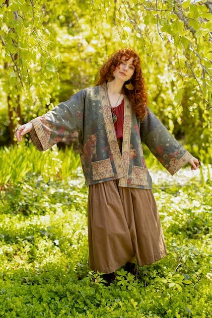 The Messenger Fleece Cottage Cardigan Jacket w/ Joan of Arc