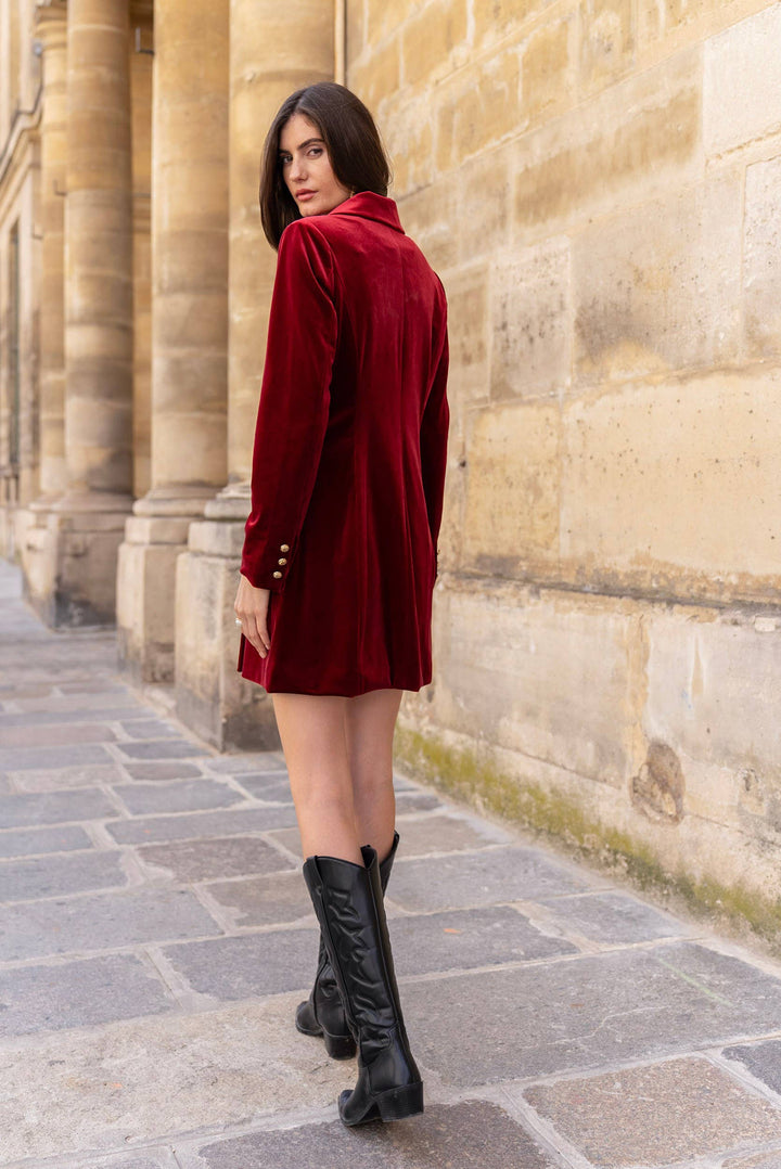 Velvet Dress Jacket with Gold Buttons